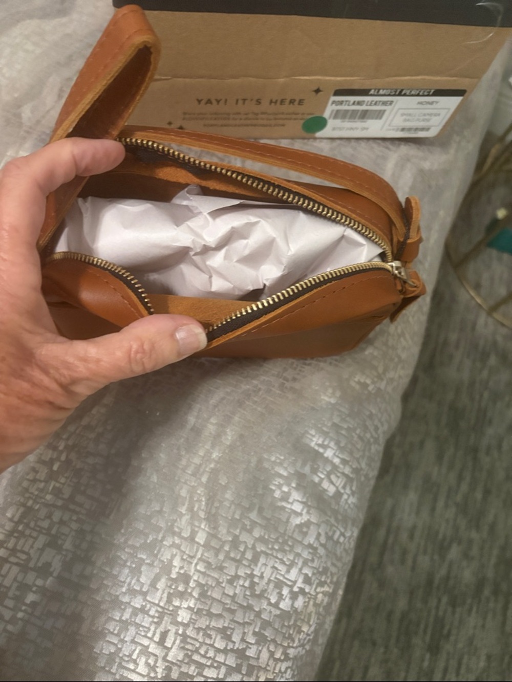 Portland Leather Almost Perfect Honey Crossbody Camera Bag - Picture 3 of 5